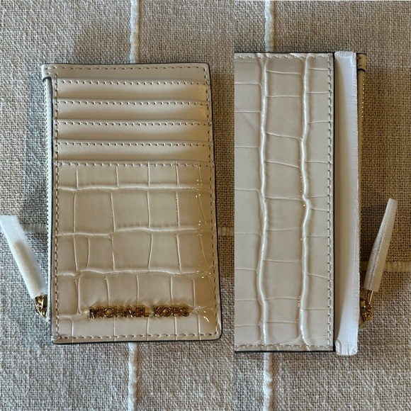 NWT Michael Kors | Cream Jet Set Travel Top Zip Card Case Wallet Coin Pouch - Picture 1 of 5